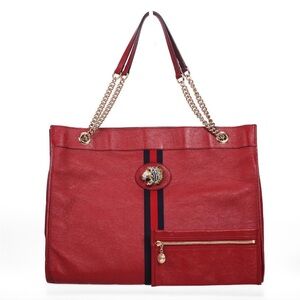 GUCCI RAJAH TIGER CALFSKIN LEATHER SHOULDER/TOTE